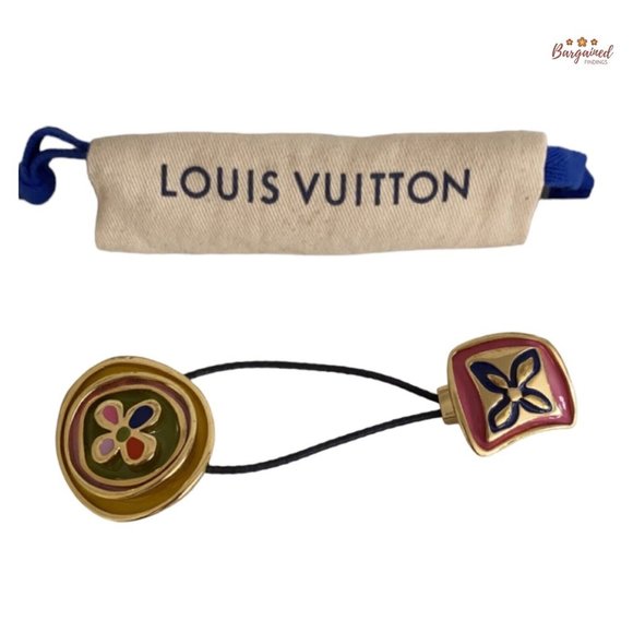Authentic Louis Vuitton Monogram Gold Metal Elastic Hair Tie M65351